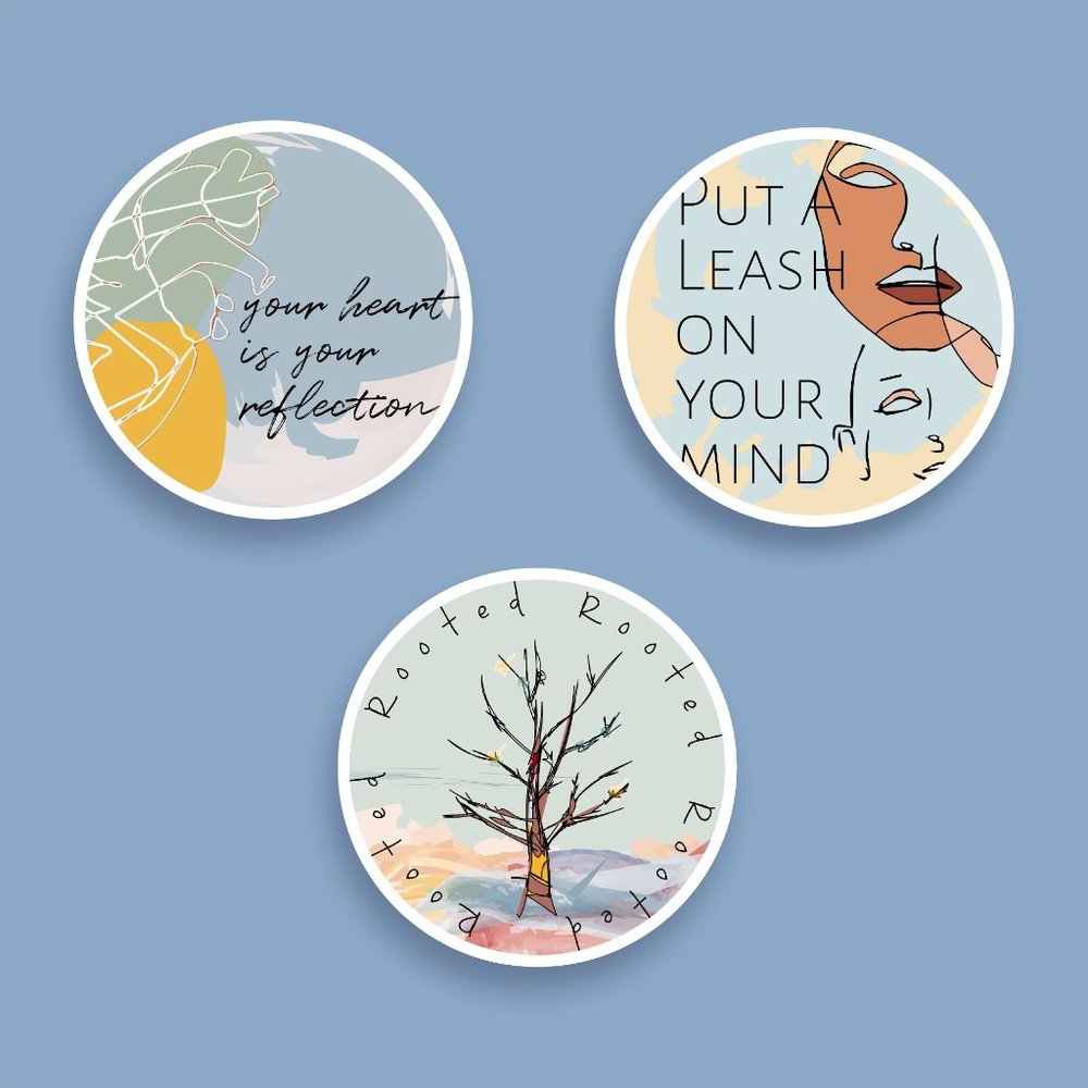 3 Abstract Stickers Pack GLOSSY
